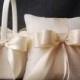 Wedding Ring Pillow and Flower Girl Basket Set - Ivory Lace with Satin Bows - Katherine
