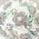 Mint Brooch Bouquet, Bridal Bouquet, Silk Flower Bridal Bouquet, Mint Flower Bouquet, Wedding Bouquet, Brooch Bouquet, Mint Wedding, BQ45