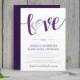 DiY Wedding Invitation Template - Download Instantly - EDITABLE TEXT - Love Script (Violet & Silver)  - Microsoft® Word Format