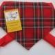 Dog bandana. Red Scottish Royal Stewart Tartan Bandana. Beautifully handmade in the Yorkshire Dales. Free UK P&P. Available in all 7 sizes