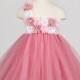 Dusty Rose Dress- Pink and White- Flower Girl Dress- Dusty RoseTutu Dress- Birthday Tutu Dress- Pink Tutu Dress