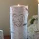 Personalized  Birch Bark Unity Candle  with  Two Birch Candle Holders Rustic Wedding Date Centerpiece