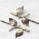 Branch hair pins leaves bridal brass bobby pin twig hair accessory leaf set woodland rustic wedding