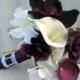 Plum Wedding bouquet real touch calla lily orchid bridesmaid bouquet