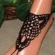 Crochet black barefoot sandals, foot jewelry, anklet, bridesmaid gift, barefoot sandles, wedding, beach, yoga, shoes, crochet sandals