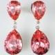 7 Pairs of Rose Peach Rhinestone Earrings Wedding Jewelry Bridesmaid Earrings Swarovski Pink Peach Coral MADE TO ORDER
