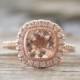 Cushion Morganite Engagement Ring in 14K Rose Gold