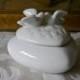Vintage White Heart Shaped Porcelain Love Birds Wedding Ring Bearer Box