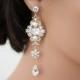 Chandelier Earrings Gold Bridal Earrings Swarovski White Ivory Pearl crystals Vintage style Wedding Earrings, Wedding Jewelry LEILA Grand