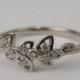 Leaves Engagement Ring  - 14K White  Gold and Diamond engagement ring, engagement ring, leaf ring, filigree, antique, art nouveau, vintage