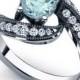 Aquamarine Engagement Ring 14k White Gold with Diamonds March Birthstone