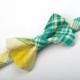 Plaid Bow Tie - aqua, green, yellow and ivory tartan Baby Toddler Child Boys - wedding