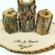 Unity Candle Set with pine needles and personalized engraving and charm