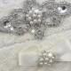SALE - Best Seller - CHLOE II - Wedding Pearl Garter Set, Wedding Ivory Stretch Lace Garter, Rhinestone Crystal Bridal Garters