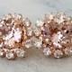 Rose gold Blush Pink crystal halo stud earrings, Bridal earrings, Bridesmaids gifts, Blash Pink Swarovski rhinestone studs, Wedding jewelry