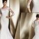 2015 Lace Sheer Mermaid Veni Infantino Wedding Dresses With Half Sleeve Illusion Applique Sheath Button Sweep Train Bridal Gowns Custom Made Online with $117.72/Piece on Hjklp88's Store 