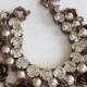 Vintage assemblage bracelet, pearls, rhinestones, antique bronze roses, wedding jewelry, bridal bracelet, upcycle recycle repurpose