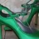 Wedding Shoes -- Green Peep Toe Mary Jane Wedding Shoes  -- CHOOSE YOUR COLOR