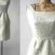 Vintage 50s White Dress, Vintage Cotton Wedding Dress, Damask Bridal Dress, 50s White Wedding Dress, Retro 50s Summer Dress, White Bridal
