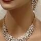Wedding jewelry , Bridal bib necklace , vintage inspired necklace, rhinestone bridal statement necklace earrings set