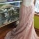 Wedding dress Taupe champagne lace backless sleeves sz 12