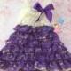 Stunning Ivory Purple Vintage Lace Dress,baby girls dress, ruffle dress,baby dress,Birthday outfit, girls outfit, flower girl dress, wedding