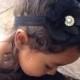 Black Chiffon and Lace Flower Headband, Baby Girl Headband, Newborn Girl Headband, Infant Girl Headband, Wedding Headband