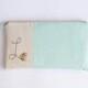 Pastel Wedding Clutch Bridesmaid Gift Personalized Clutch with Initial Mint Blue Bridesmaid Clutch, Personalized with Letter W MADE to ORDER