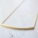 Curved bar pendant necklace in gold, Bridesmaid jewelry, Everyday necklace, Wedding necklace