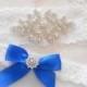 Wedding Garter Set Classic Lingerie Lace Choose your Bow Color Bridal Garter Set Gorgeous Crystals Lingerie Lace