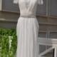 Ivory Lace Chiffon Wedding Dress Floor Length Dress With Sequin