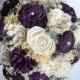 Purple Bridal Bouquet, Sola Flower Bouquet, Keepsake Bouquet, Vintage Bouquet.