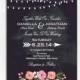 Chalkboard Peony Wedding Invitation DIY PRINTABLE Digital File or Print (extra) Chalkboard Wedding Invitation String Lights Invitation
