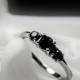 Black Diamond Three Stone Palladium Engagement Ring