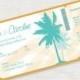 beach party invitation - printable DIY wedding invitation - palm tree boarding pass or classic invite