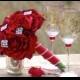 Red Valentine Rose and Brooch Christmas Bouquet and Boutonniere
