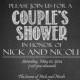 Printable Couples Shower invitation, custom Party invitation, custom chalkboard invite