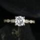 Helena 6mm 14kt Yellow Gold Thin Round FB Moissanite and Diamonds Engagement Ring (Other metals and stone options available)