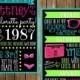 Neon 80s Bachelorette Party Invitation Double Sided