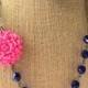 Pink and Navy Blue Necklace Flower Statement Necklace Navy Jewelry Navy Wedding Bridesmaid Jewelry Wedding Jewelry Flower Necklace