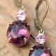 Vintage Earrings Swarovski Crystal Bridesmaids Jewelry Wedding Jewelry Drop Earrings Bridesmaids Gift Amethyst Jewel - Violet Charm