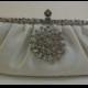 Wedding Clutch - Ivory Bridal Handbag - Round Crystal Clutch - Satin Bridal Handbag in Ivory - Lush Ivory Satin Formal Clutch Crystal Purse