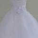 White Flower Girl dress bow sash pageant petals wedding bridal children bridesmaid toddler elegant sizes 6-9m 12-18m 2 4 6 8 10 12 14 