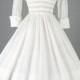 Vintage 1950s Dress . White Cotton . French Cuffs . 2668
