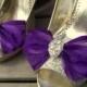 Shoe Clips, Wedding Shoe Clips, Bridal Shoe Clips, Organza Shoe Clips, Bridal Accessories, Regal Purple, Many Colors, Shoe Clips Only