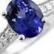 2.27ct Oval AAA Tanzanite & Diamond Engagement Ring 14k White Yellow Rose Pink Gold Vintage Antique Style