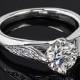 18k White Gold Ritani 1RZ1379 Vintage Tulip Diamond Engagement Ring