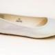 Glitter Crystal Iridescent Iris White Ballet Flat Slipper Custom Shoes