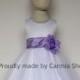 Flower Girl Dresses - WHITE with Lilac (FRBP) - Easter Wedding Communion Bridesmaid - Toddler Baby Infant Girl Dresses
