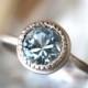 Aquamarine 14K Palladium White Gold Ring, Gemstone Ring, Milgrain Inspired, Eco Friendly, Engagement Ring - Made To Order